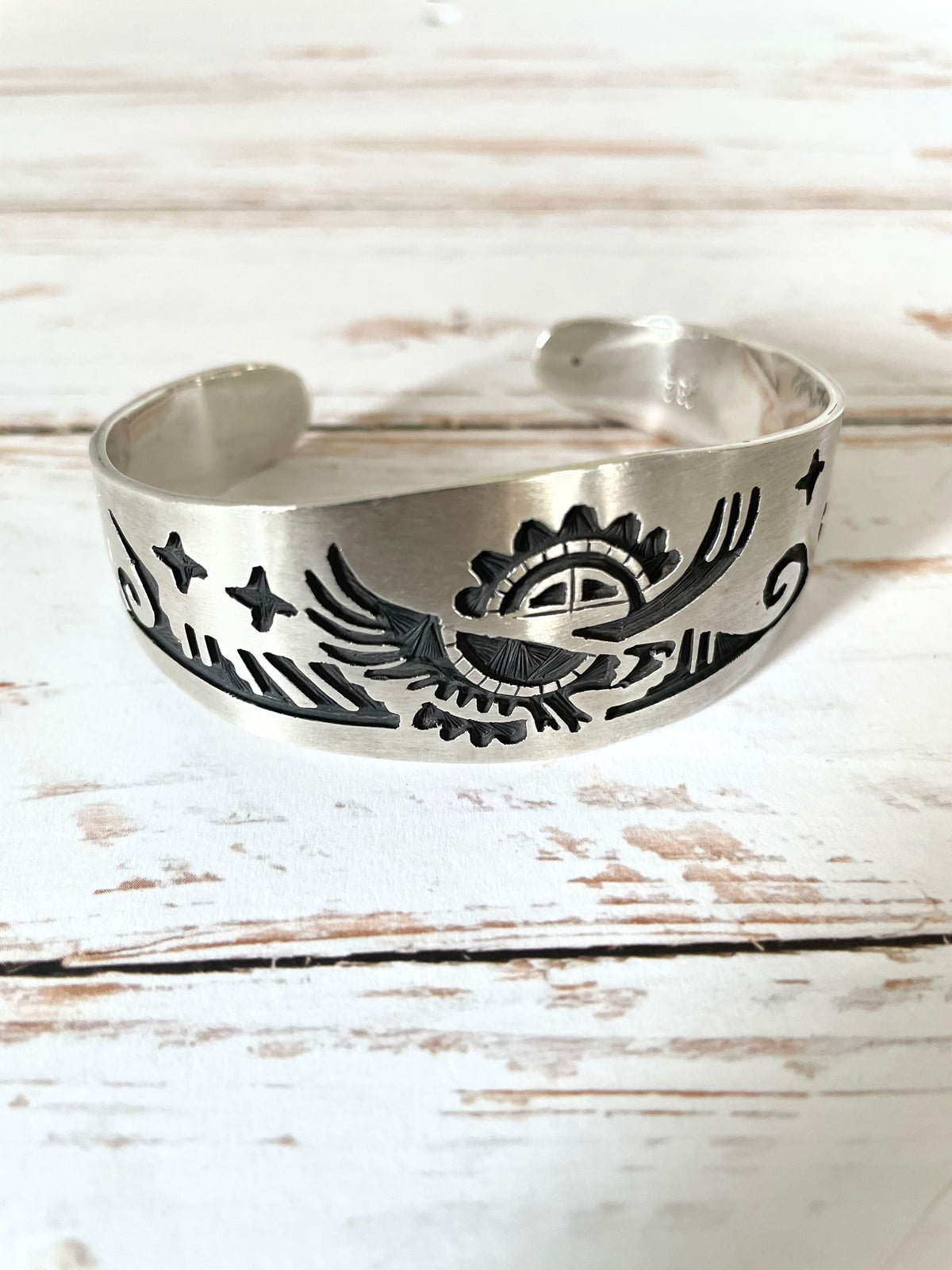 Navajo/Hopi Eagle Water Silver Cuff