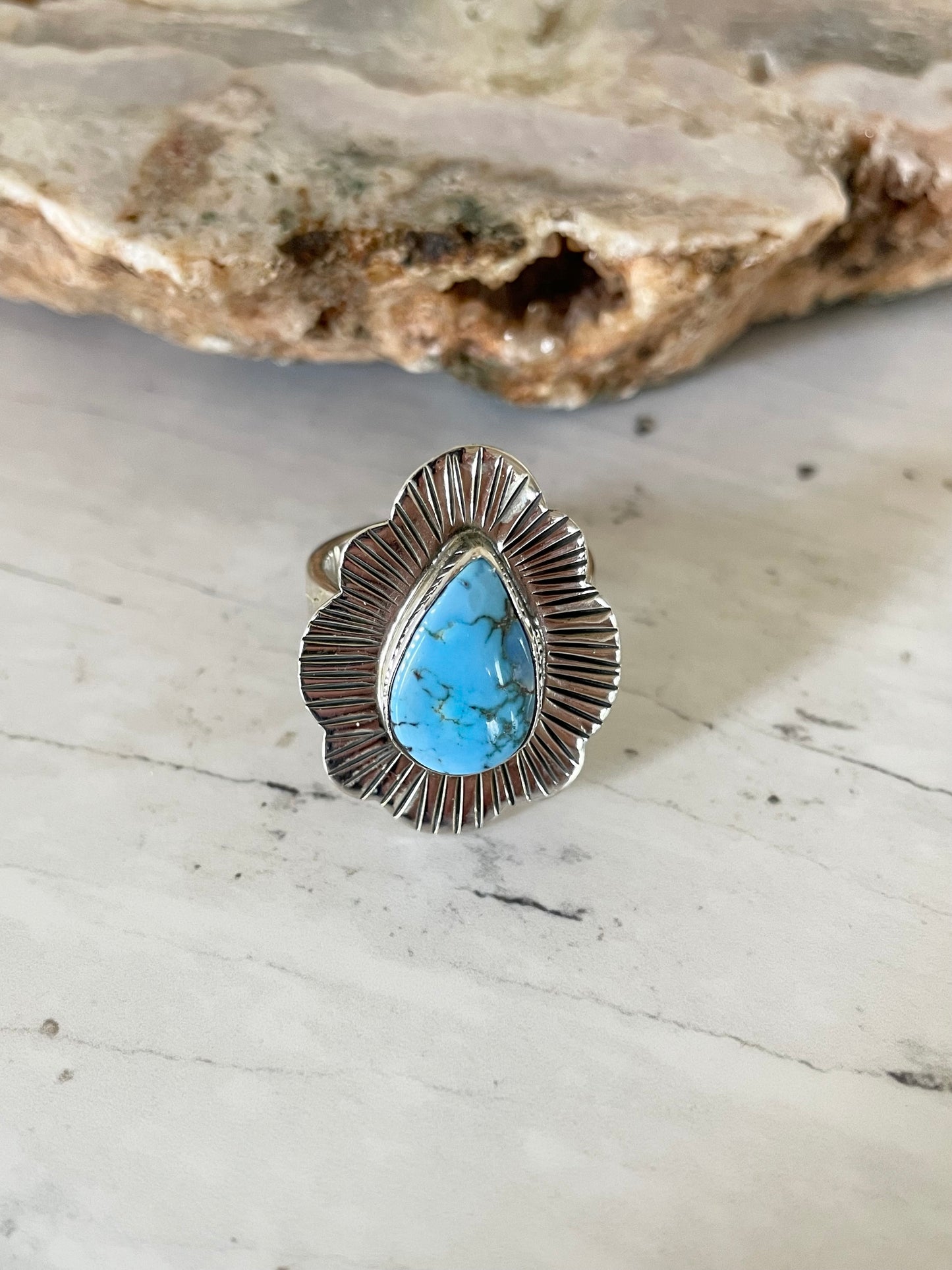 Golden Hill Turquoise Navajo style Ring ~ adjustable size 7.5-9.5