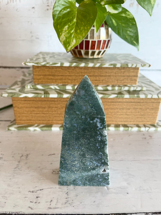 Moss Agate Obelisk