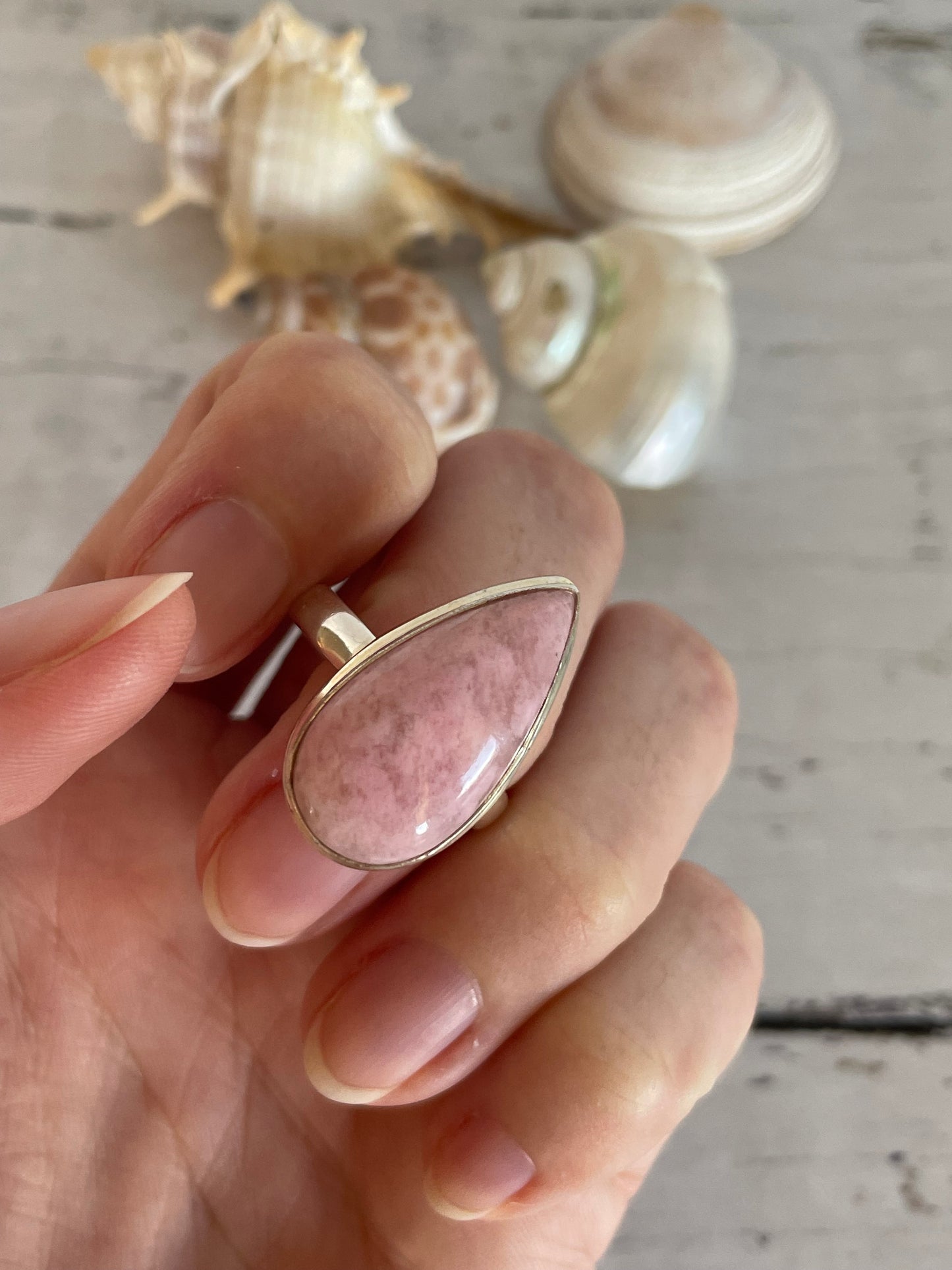 Rhodochrosite Silver Ring