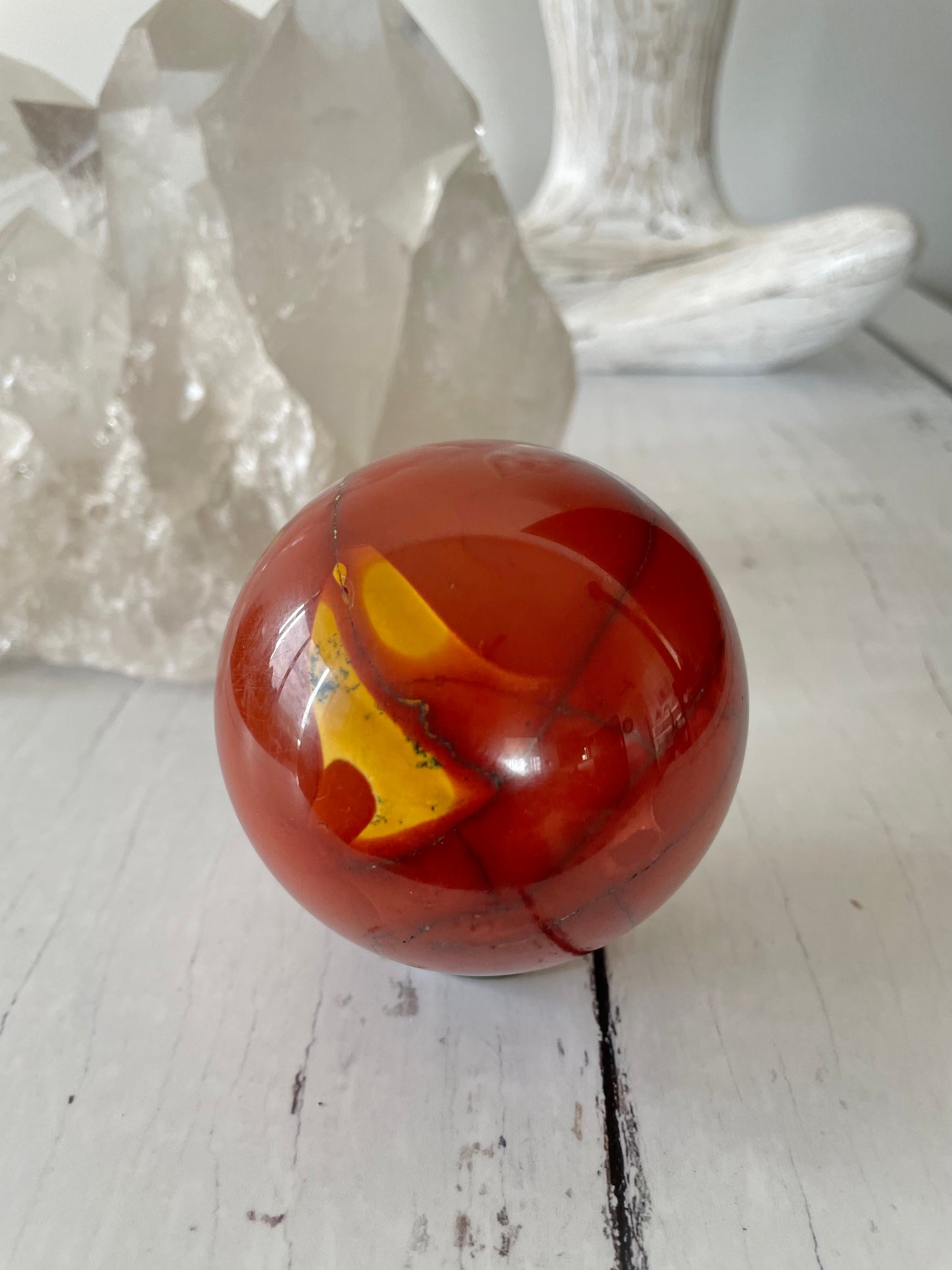 Mookaite Sphere Includes Wooden Holder