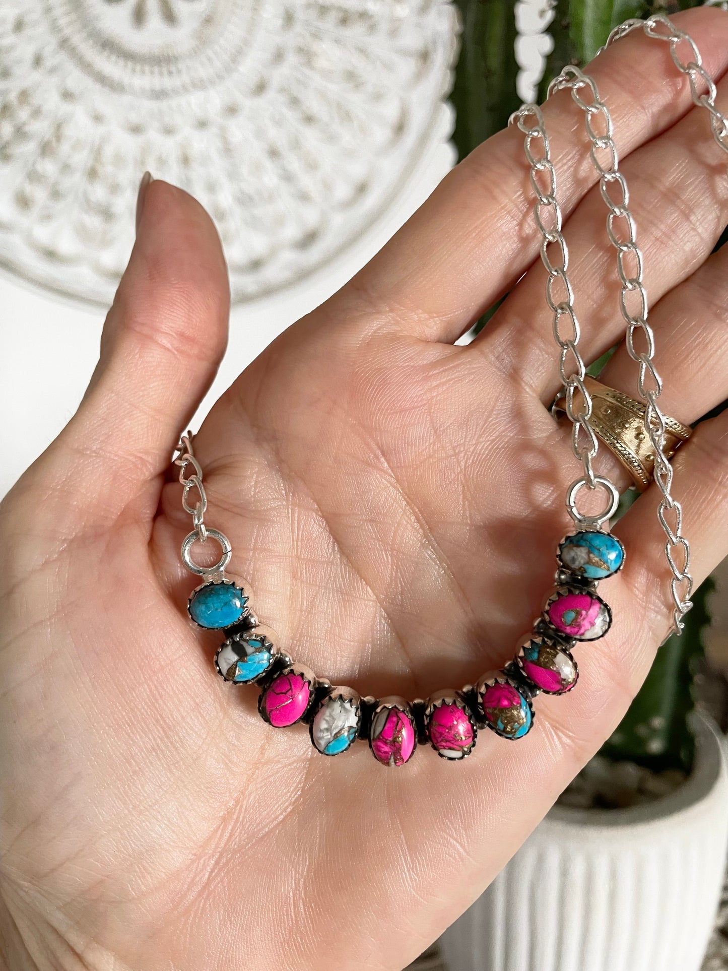 Cotton Candy Kingman Turquoise Necklace