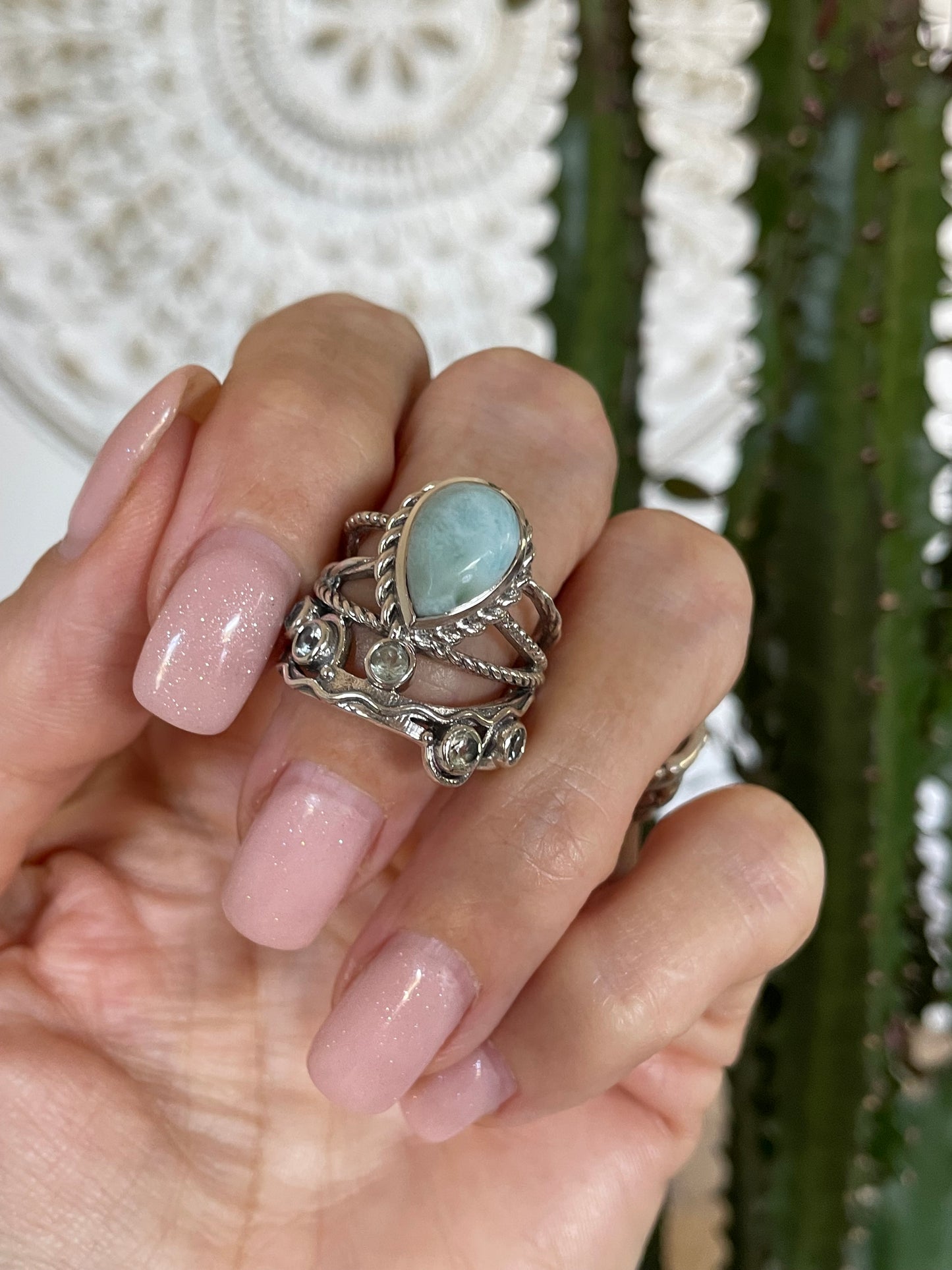 Larimar & Topaz Ring - size 7