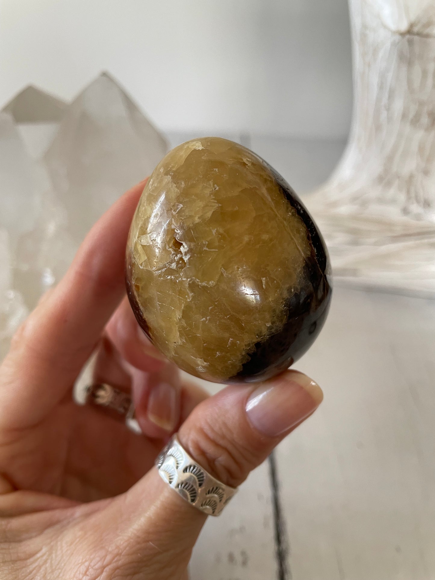 Septarian Egg Includes Hematite Ring