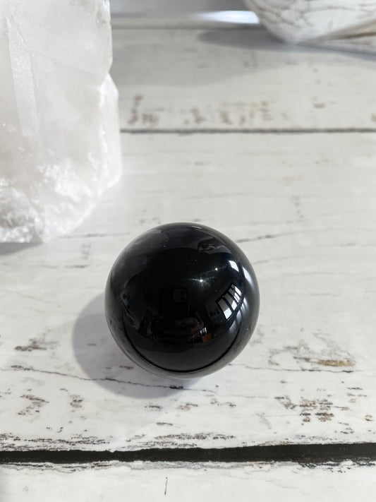 Black Obsidian Sphere includes wooden holder