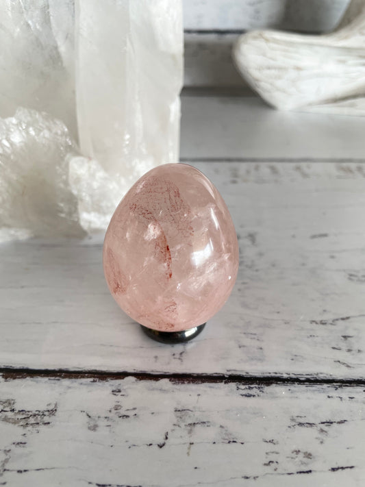 Fire Quartz Egg Includes Hematite Ring