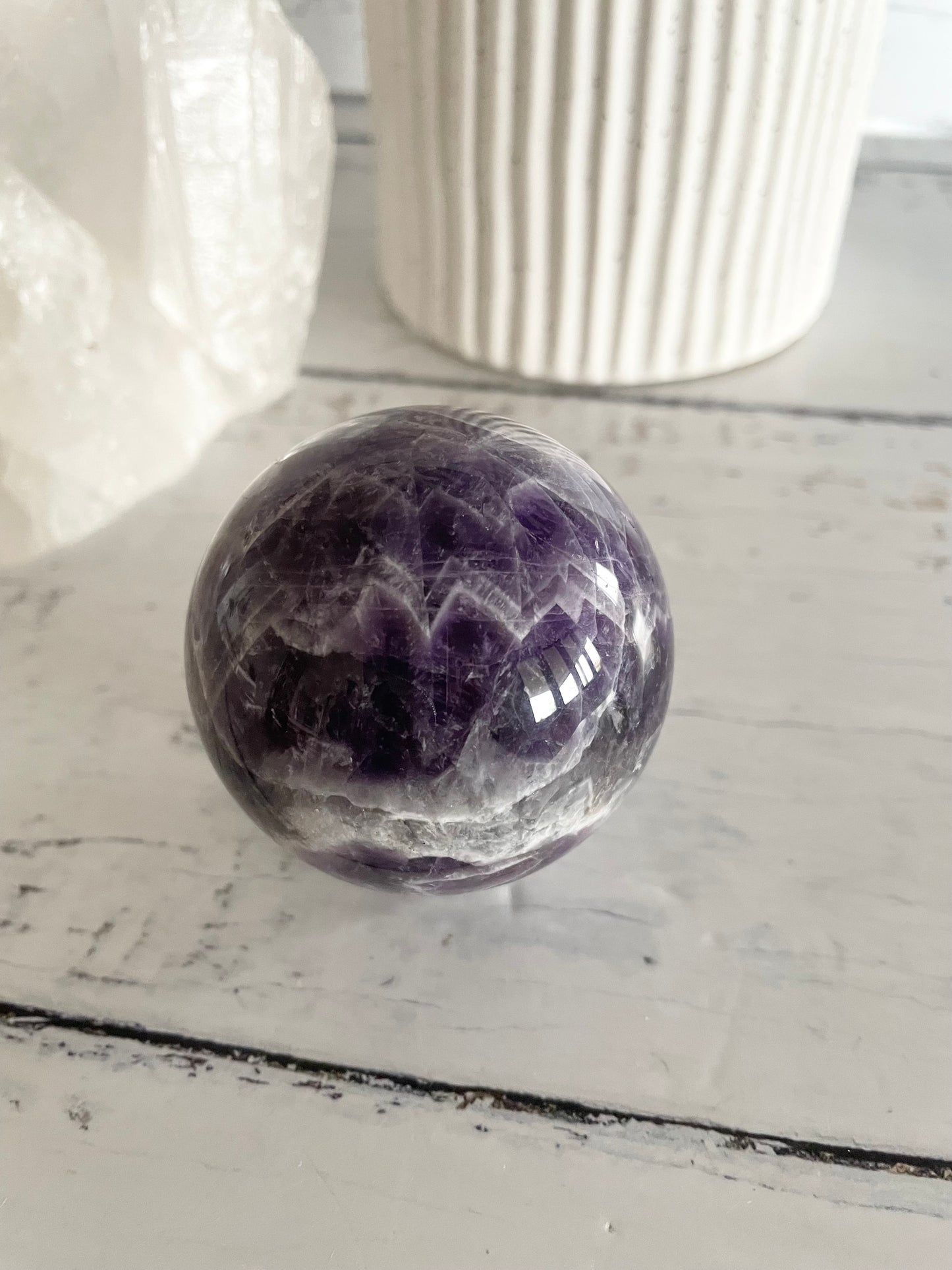 Chevron Dream Amethyst Sphere Includes Holder