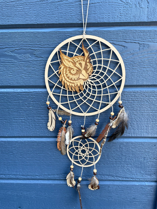 Wooden Dreamcatcher Wise Owl