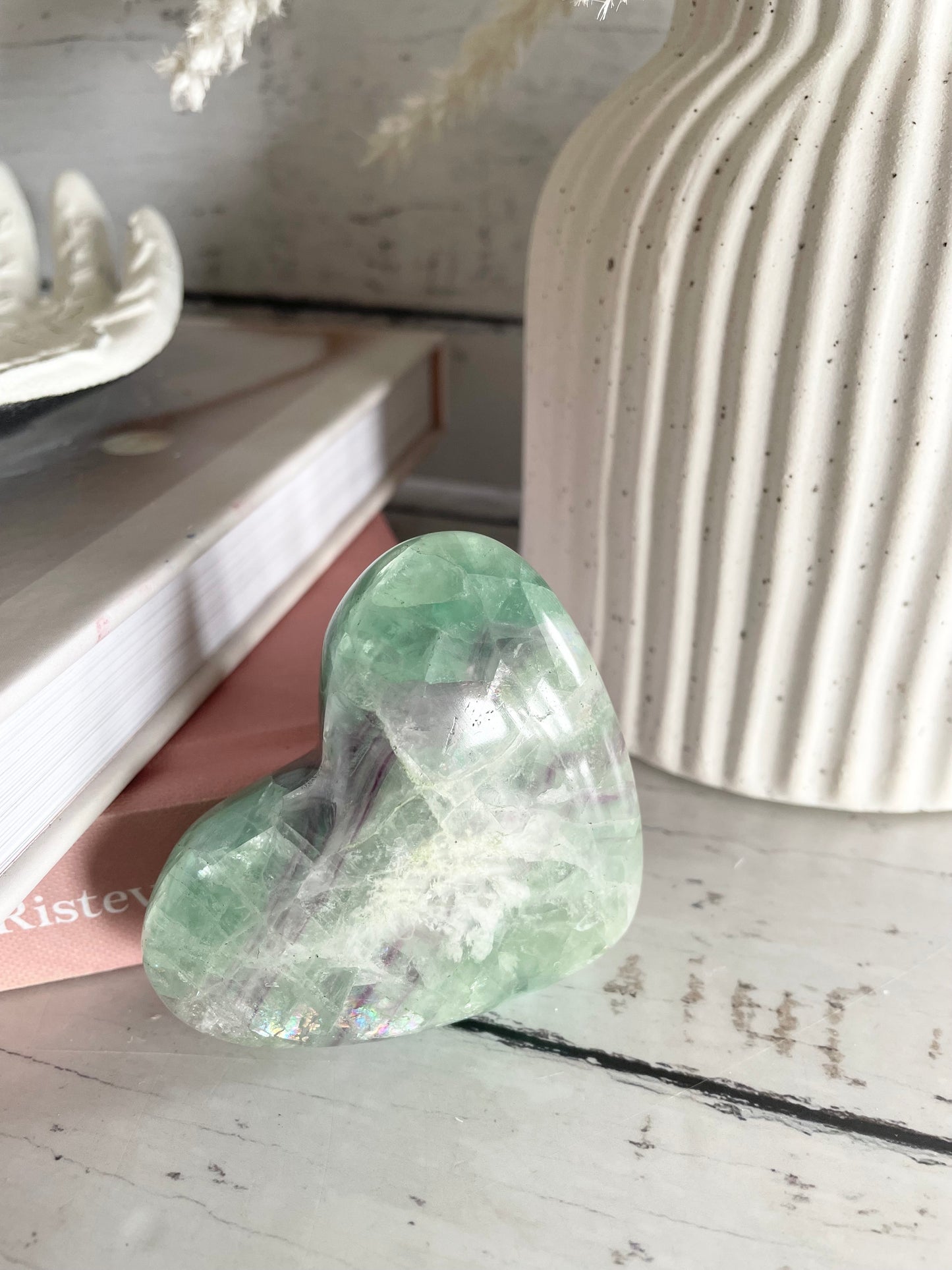 Rainbow Fluorite Heart