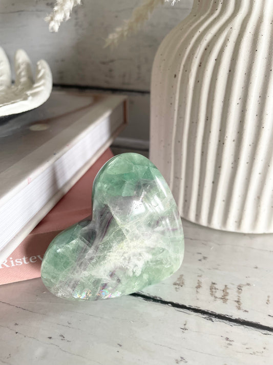 Rainbow Fluorite Heart