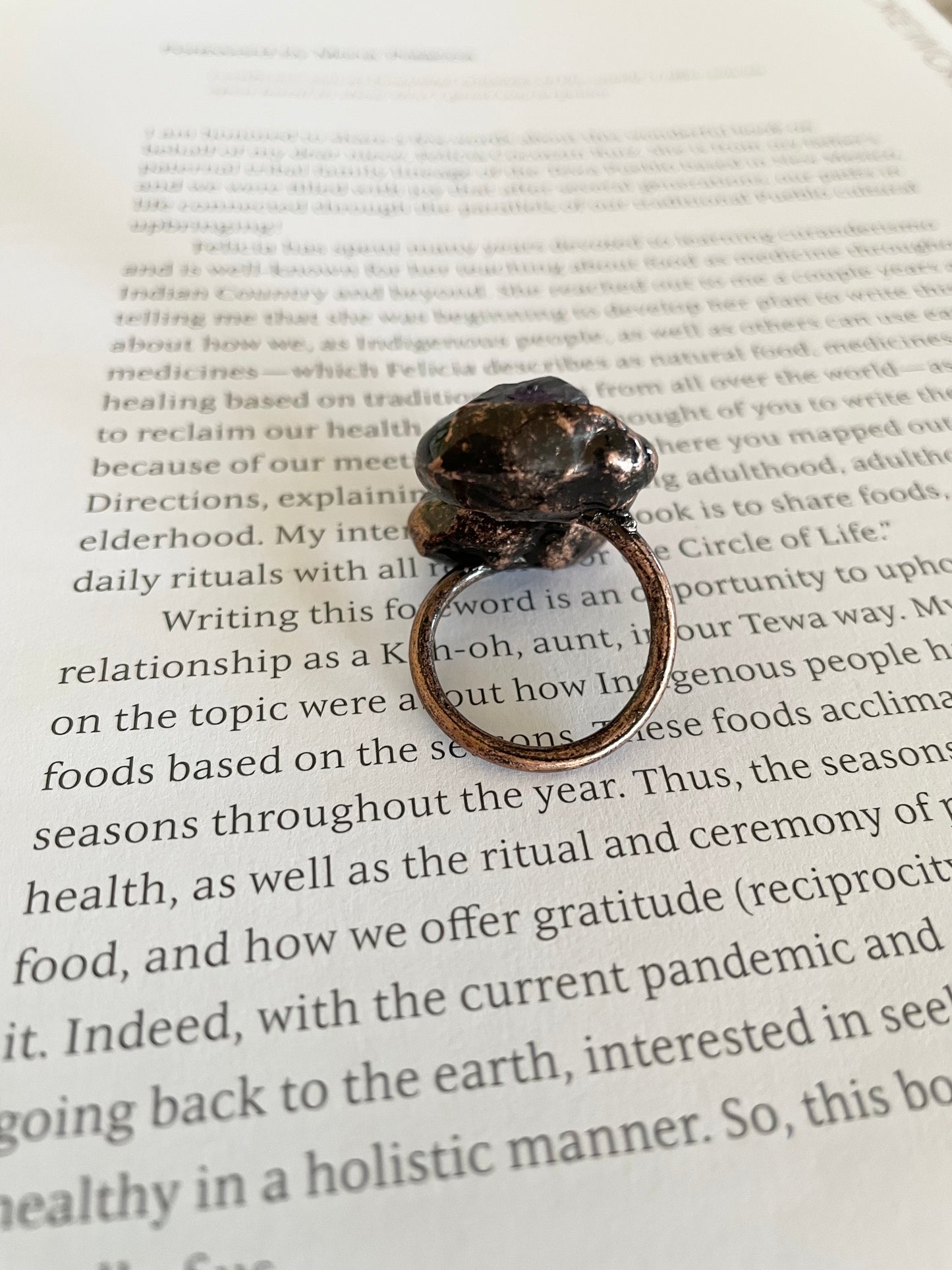 Copper electroplated Ring ~ Amethyst