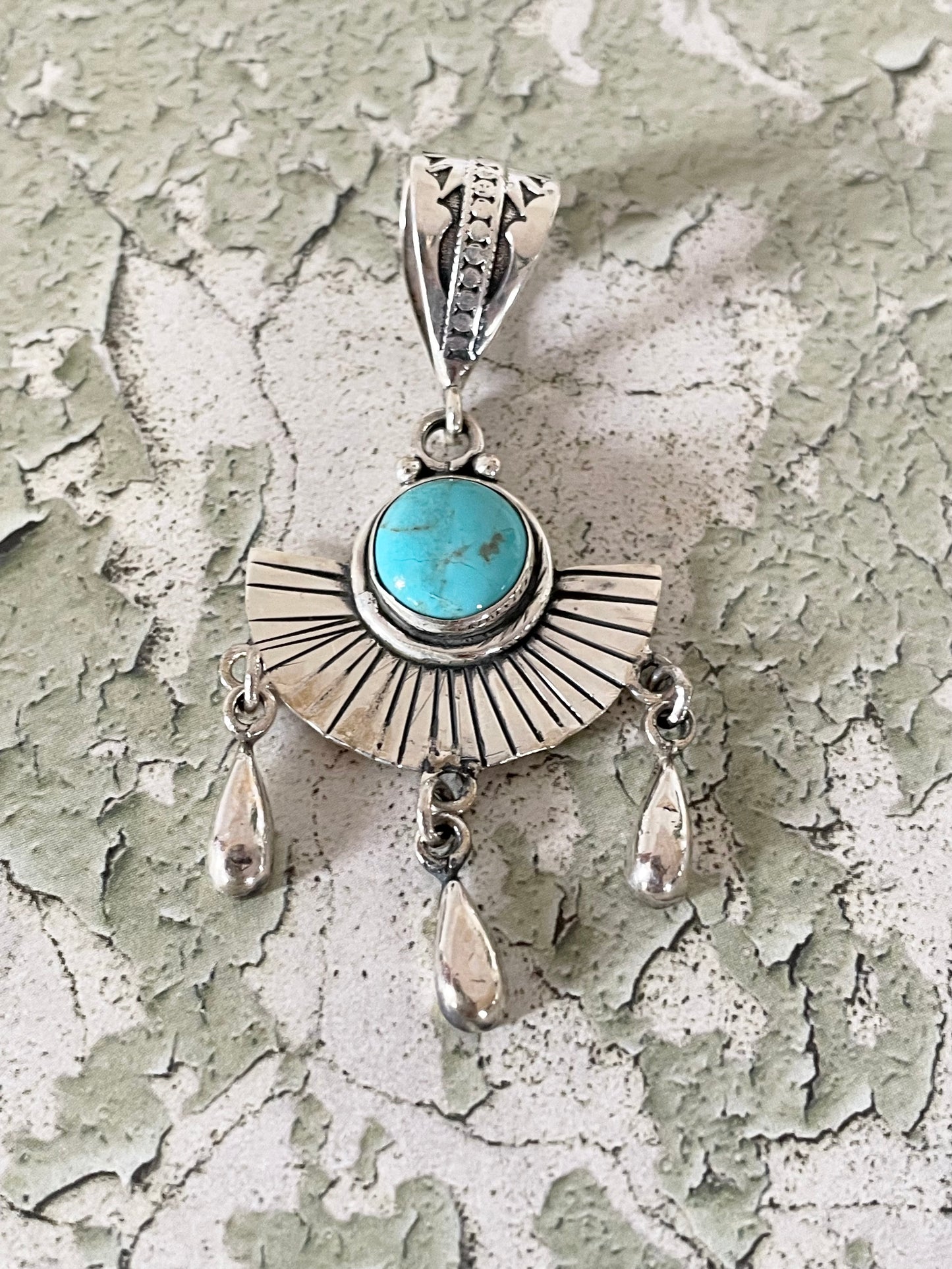Green Arizona Turquoise ~ Shield Pendant