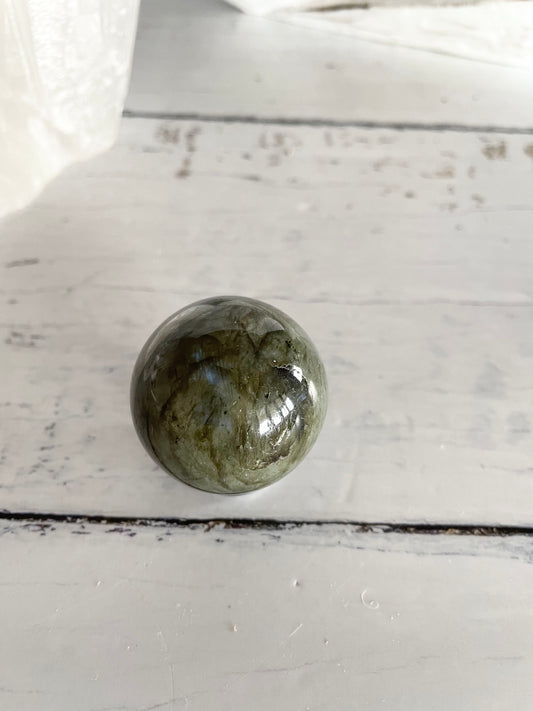 Labradorite Sphere Includes Wooden Holder