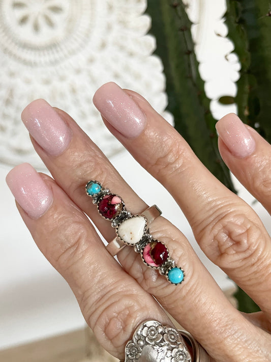 Dahlia Rose Kingman Turquoise Ring - adjustable 7-10