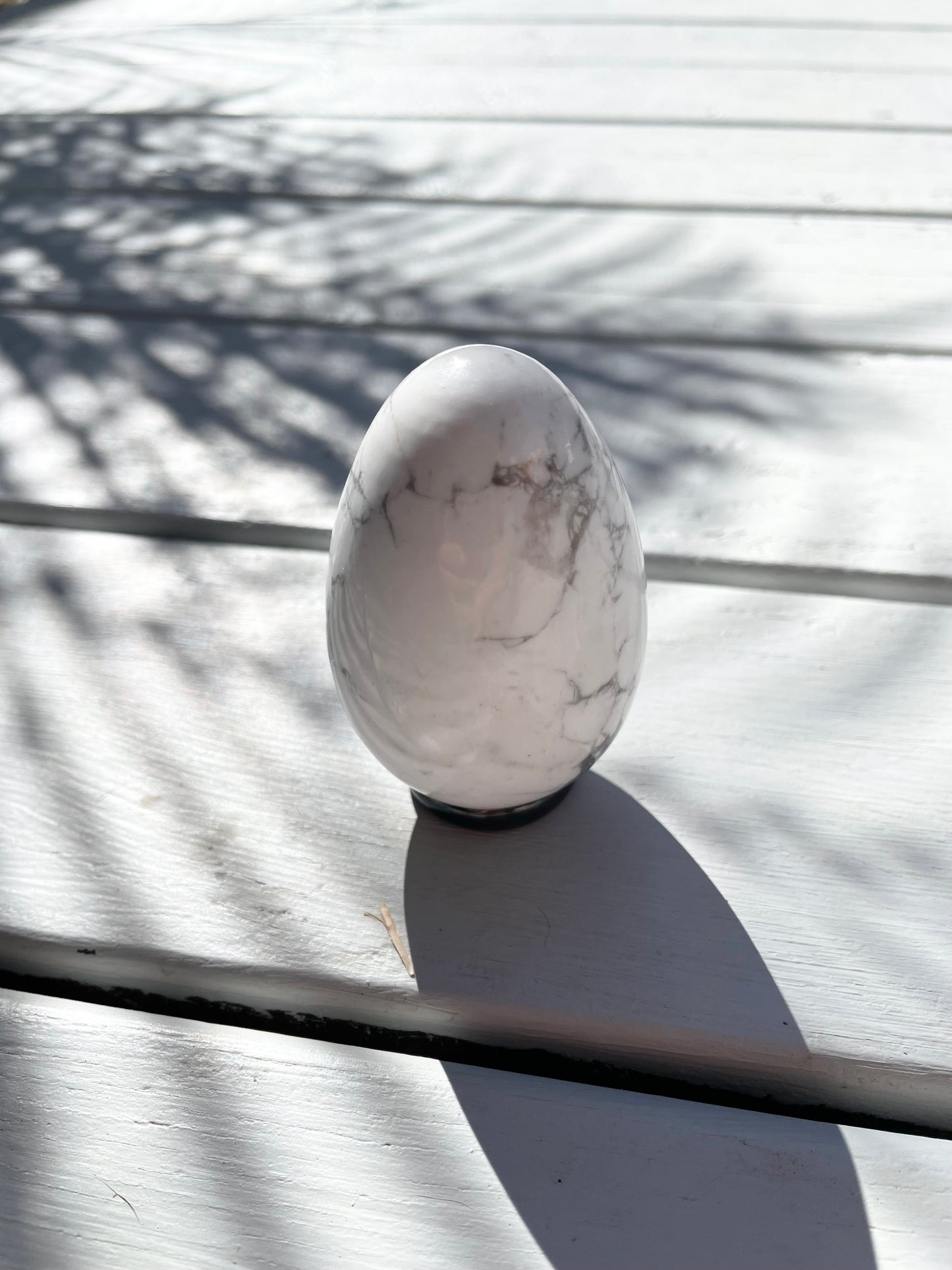 White Howlite Egg includes holder