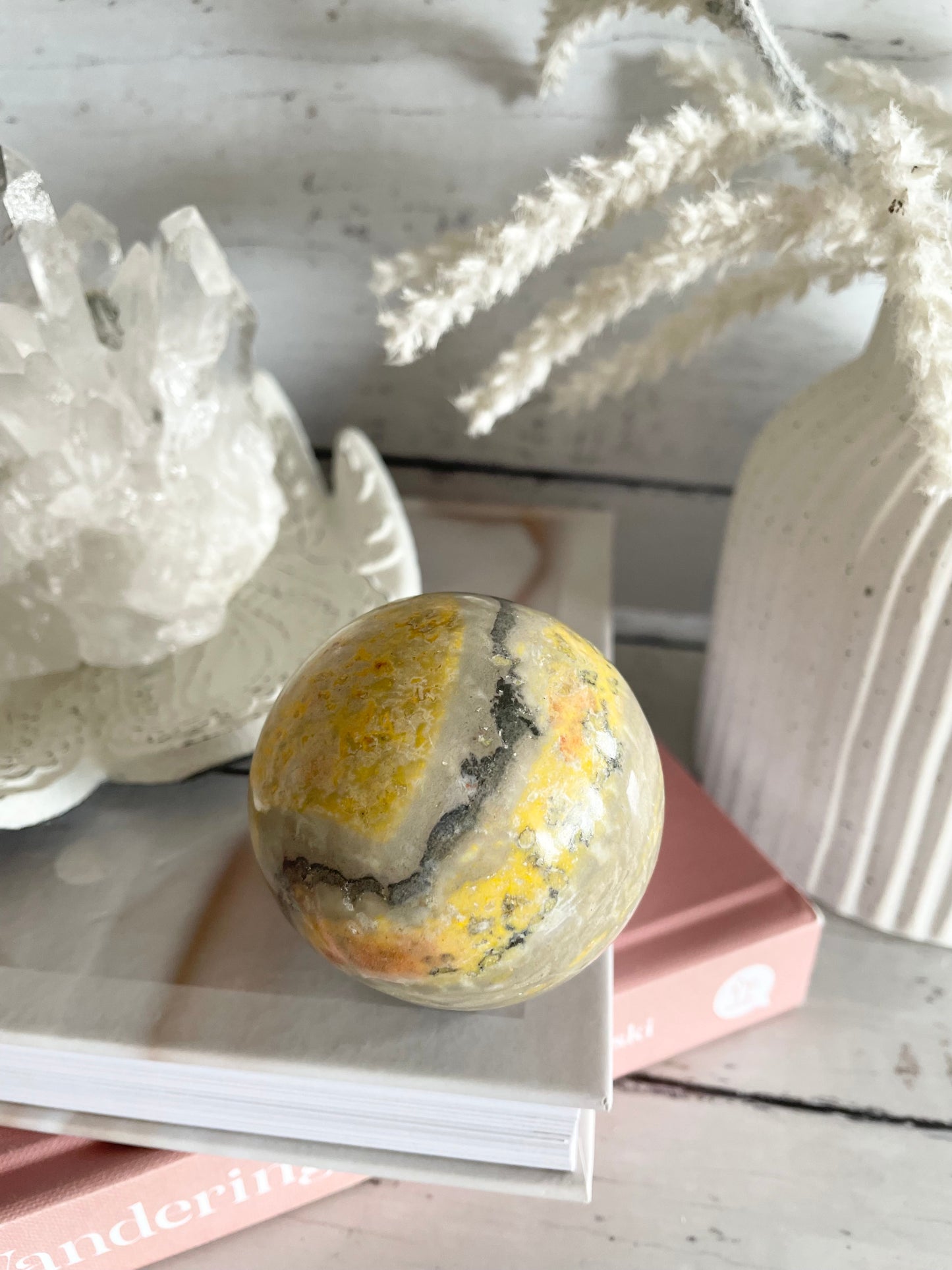 Bumble Bee Jasper Sphere Includes Holder