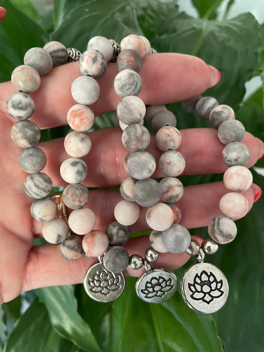 Matte Pink Zebra Jasper Healing Bracelet
