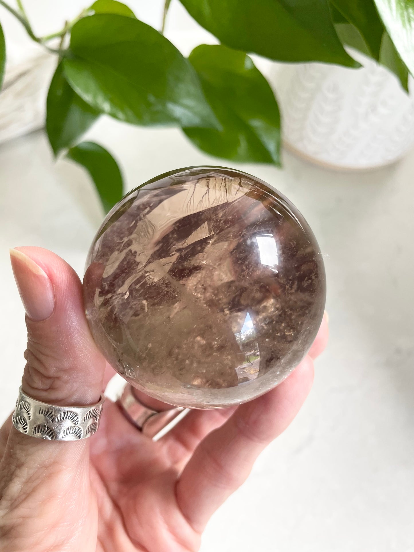 Smoky Quartz Sphere Includes holder