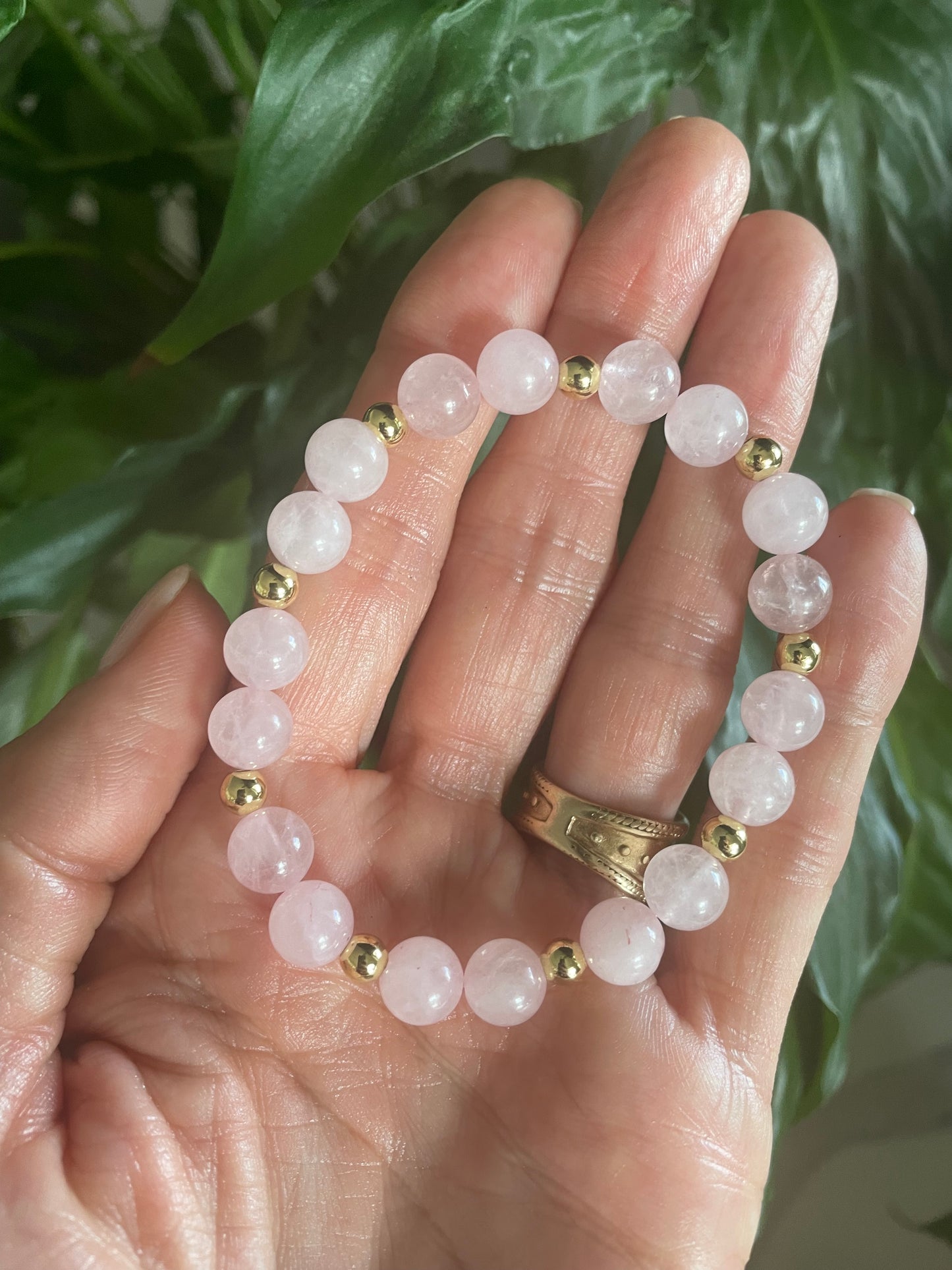 Rose Quartz 18K Gold healing bracelet