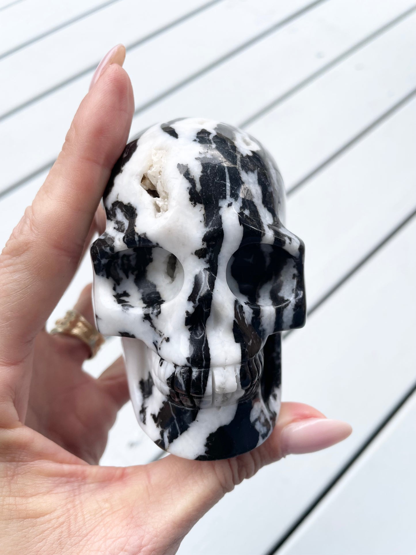 Zebra Jasper Skull
