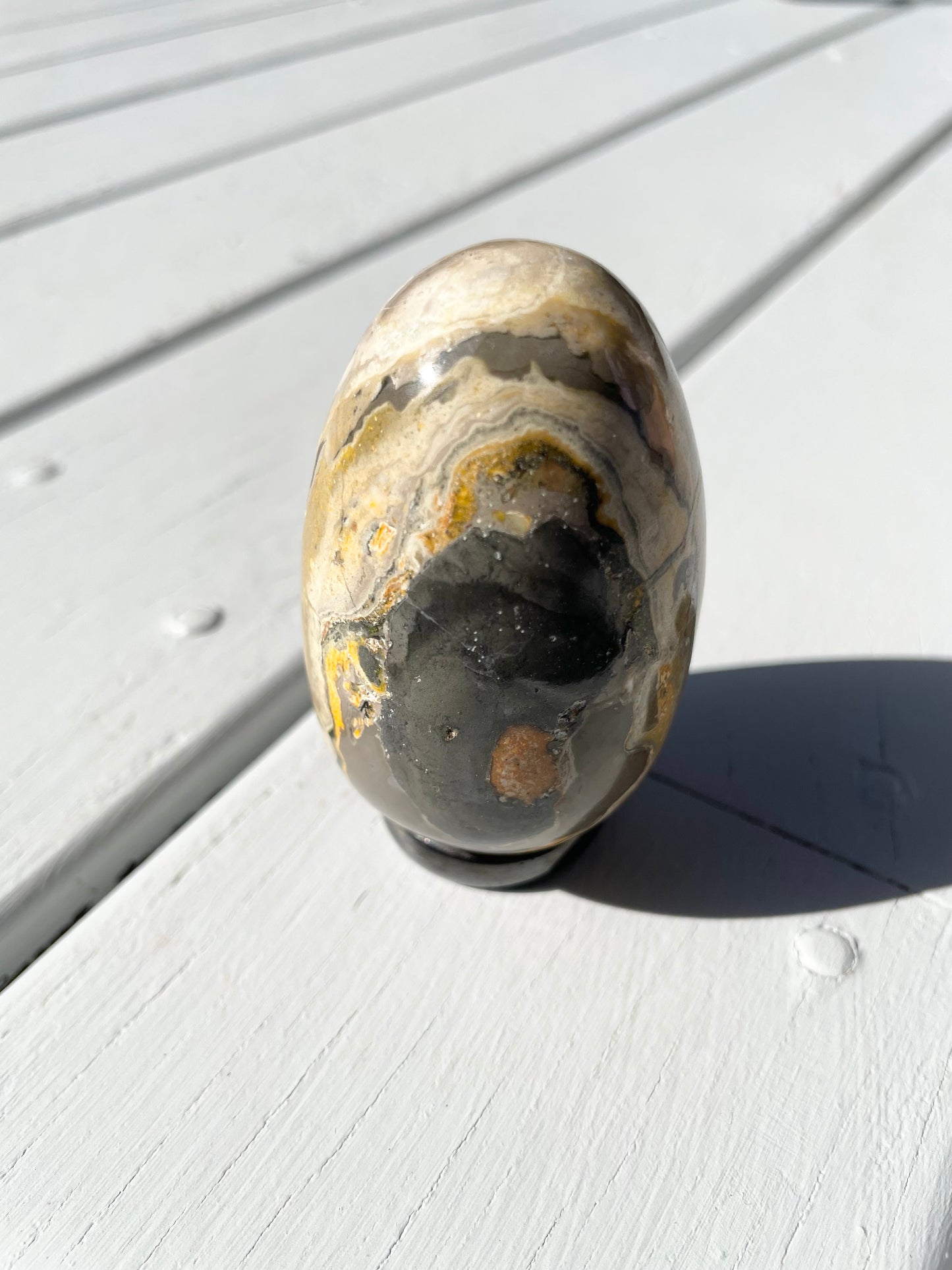 Bumble Bee Jasper Egg with holder