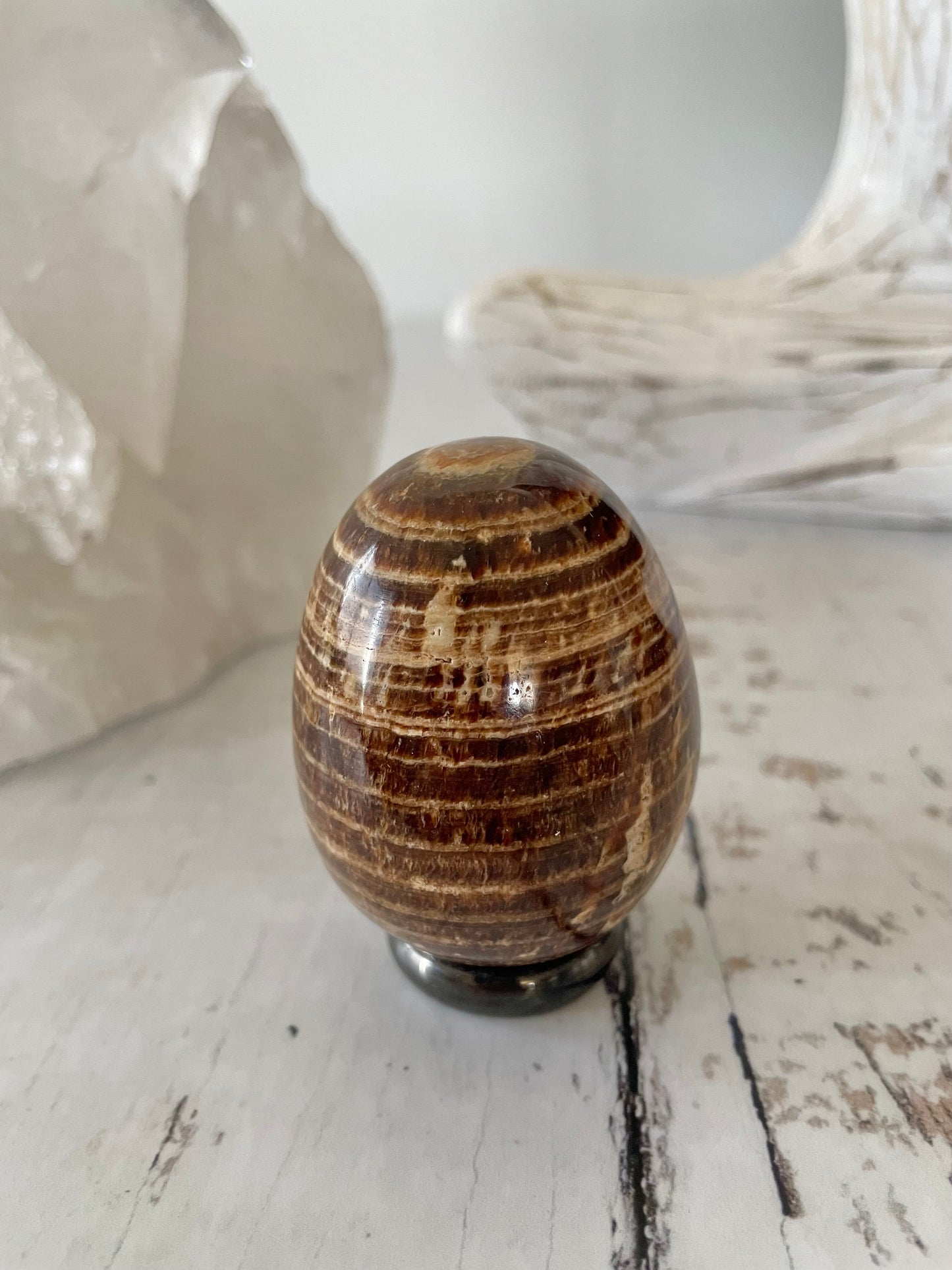 Aragonite Egg Includes hematite ring