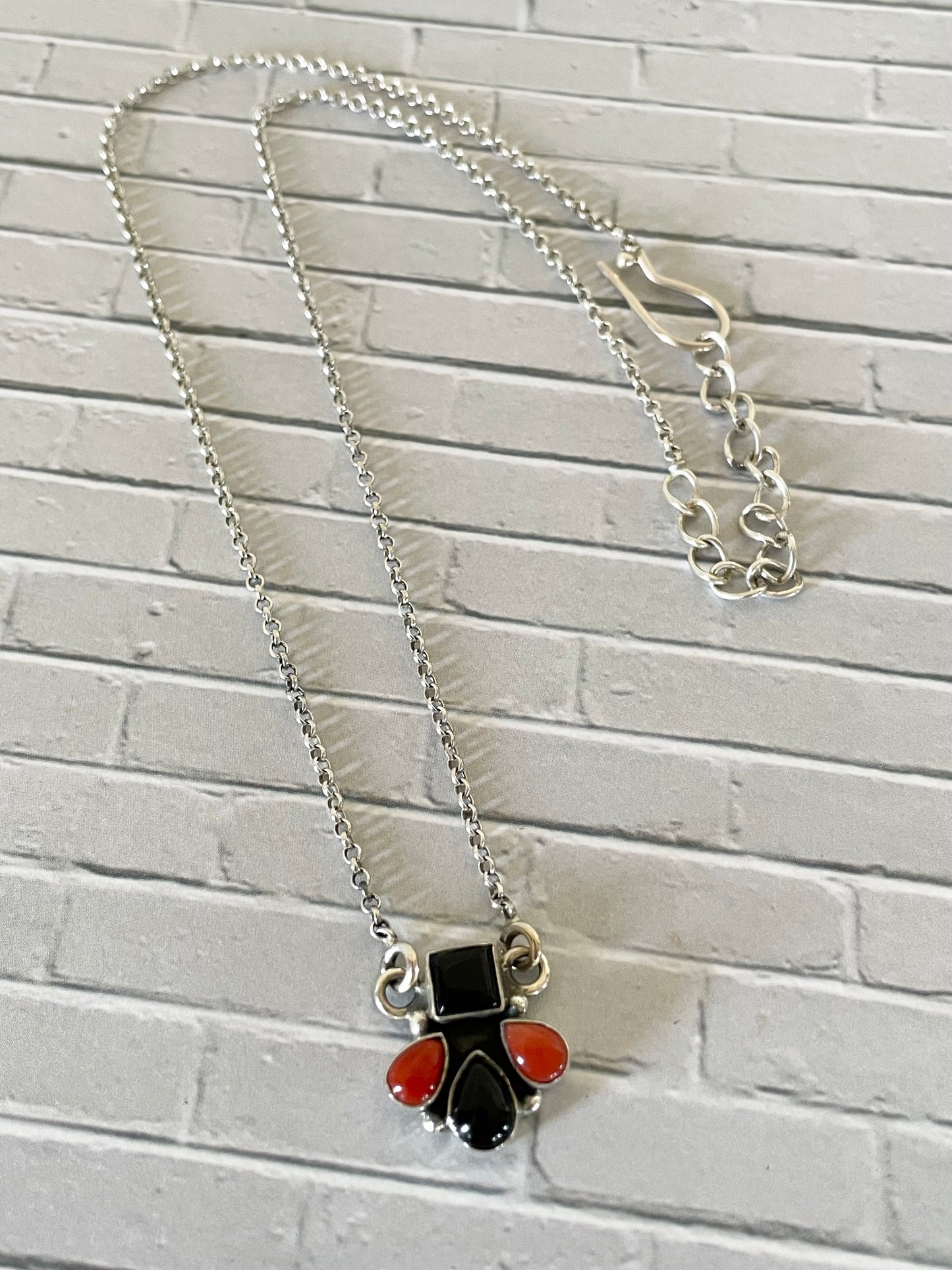 Black Onyx & Coral Necklace