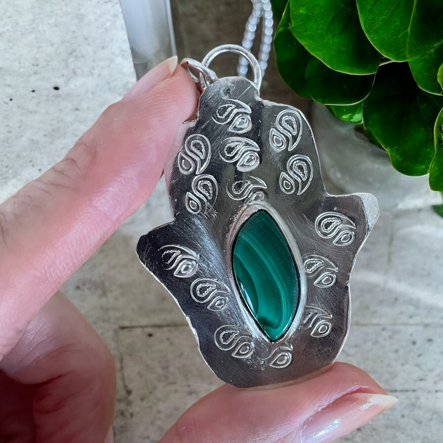 Hamsa Amulet ~ Malachite