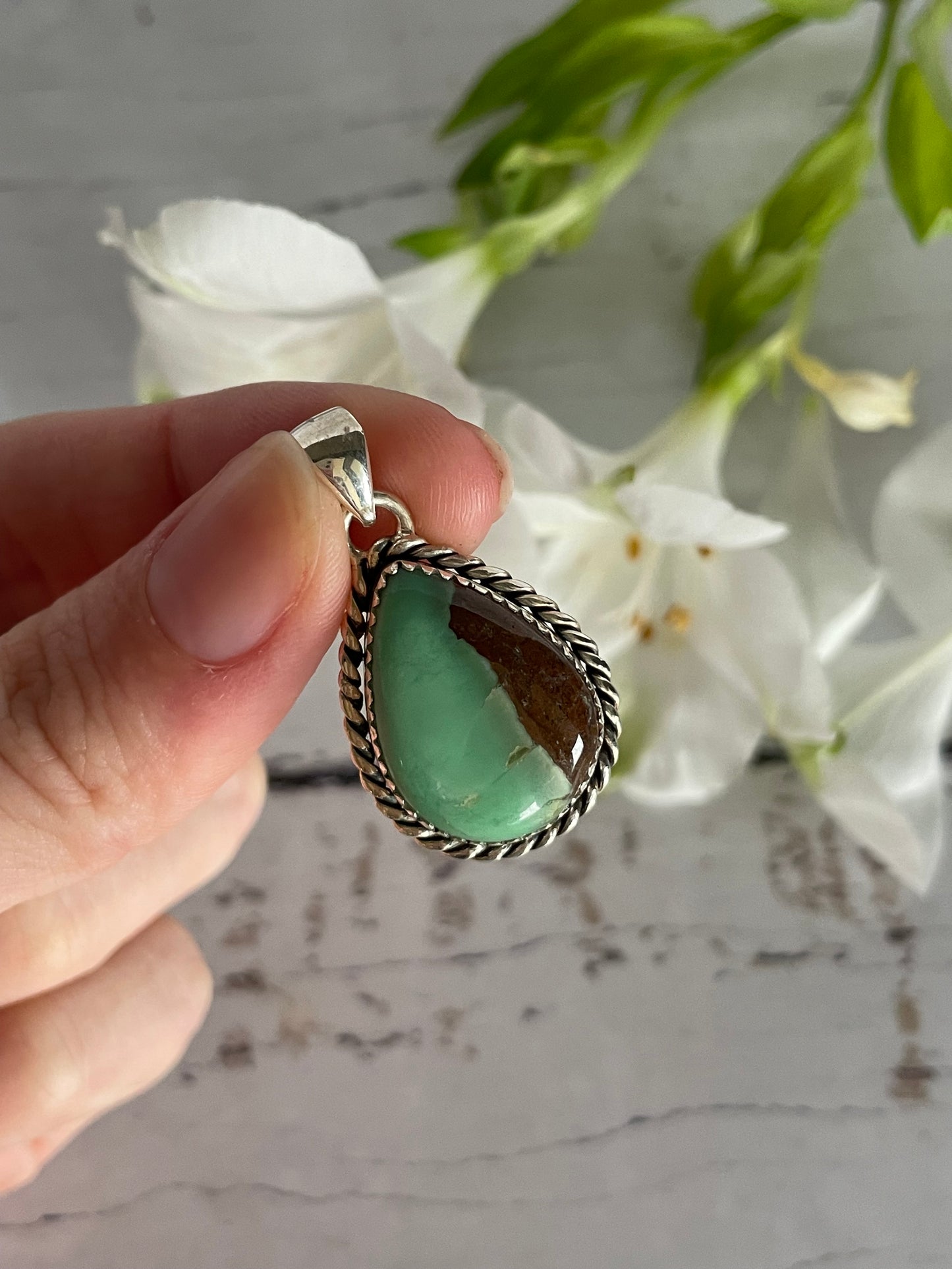 Chrysoprase Silver Pendant