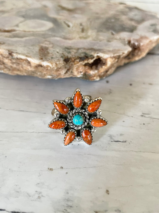 Navajo Kingman Turquoise Ring ~ Adjustable size 8-9.5