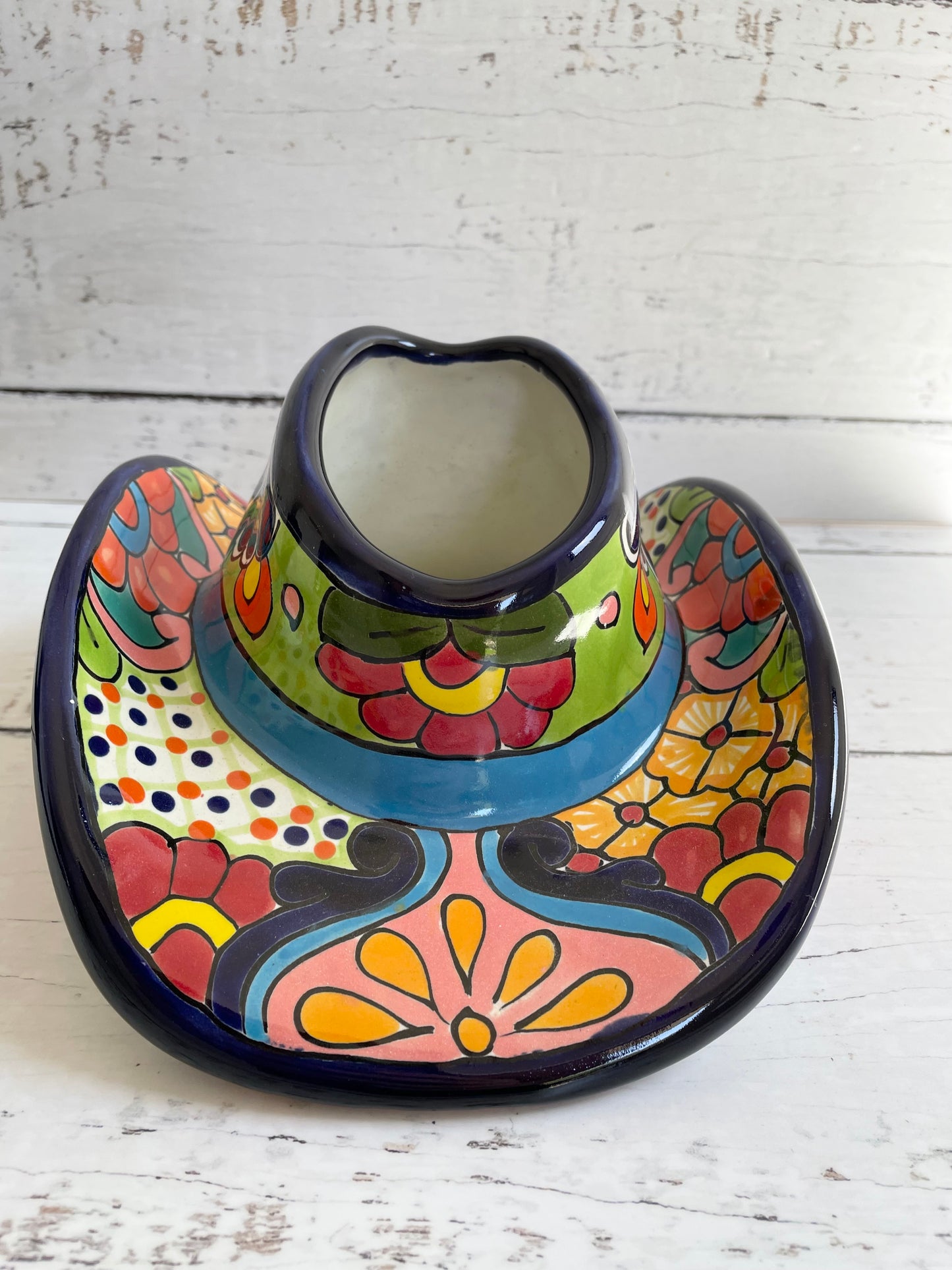 Mexican Talavera Cowboy Hat Planter