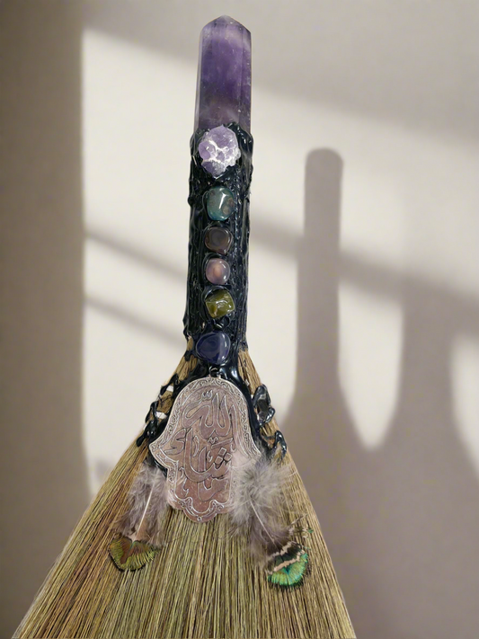 Crystal Feather Besom ~ Amethyst