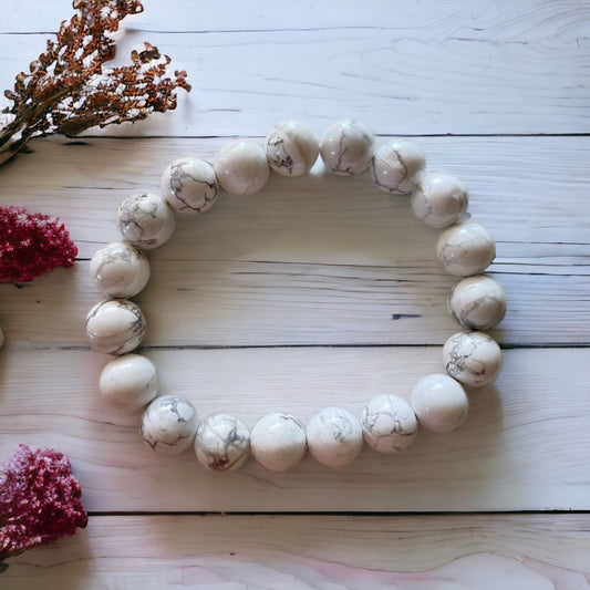 White Howlite PEACE Healing Bracelet ©️