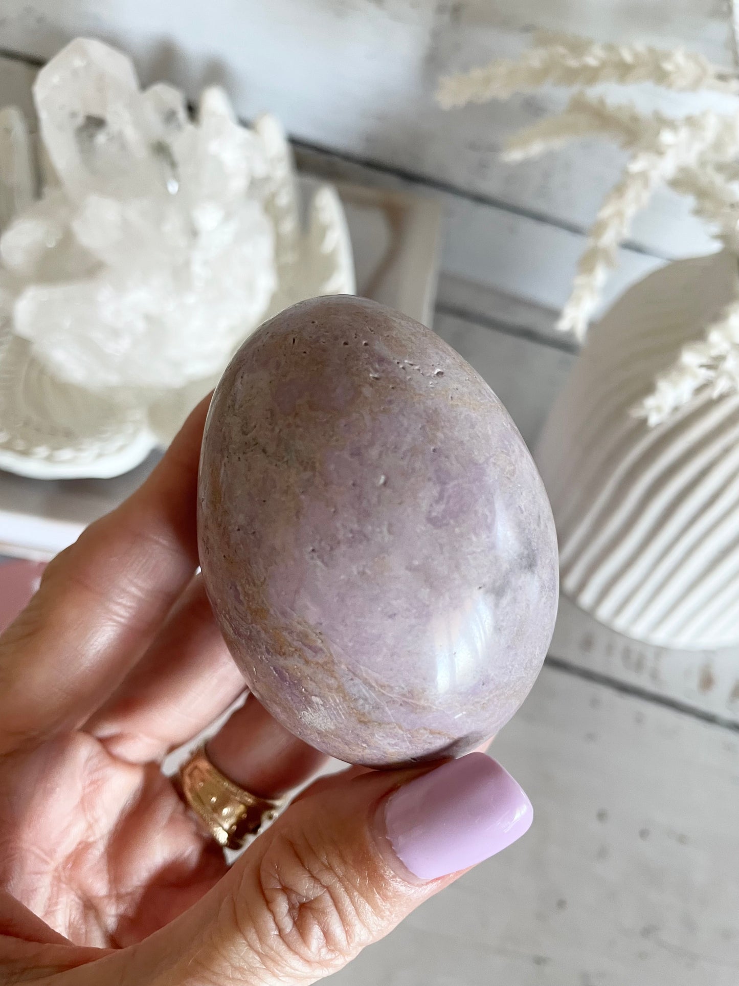 Phosphosiderite /Hope Stone Egg with holder