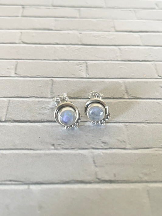 Rainbow Moonstone Studs