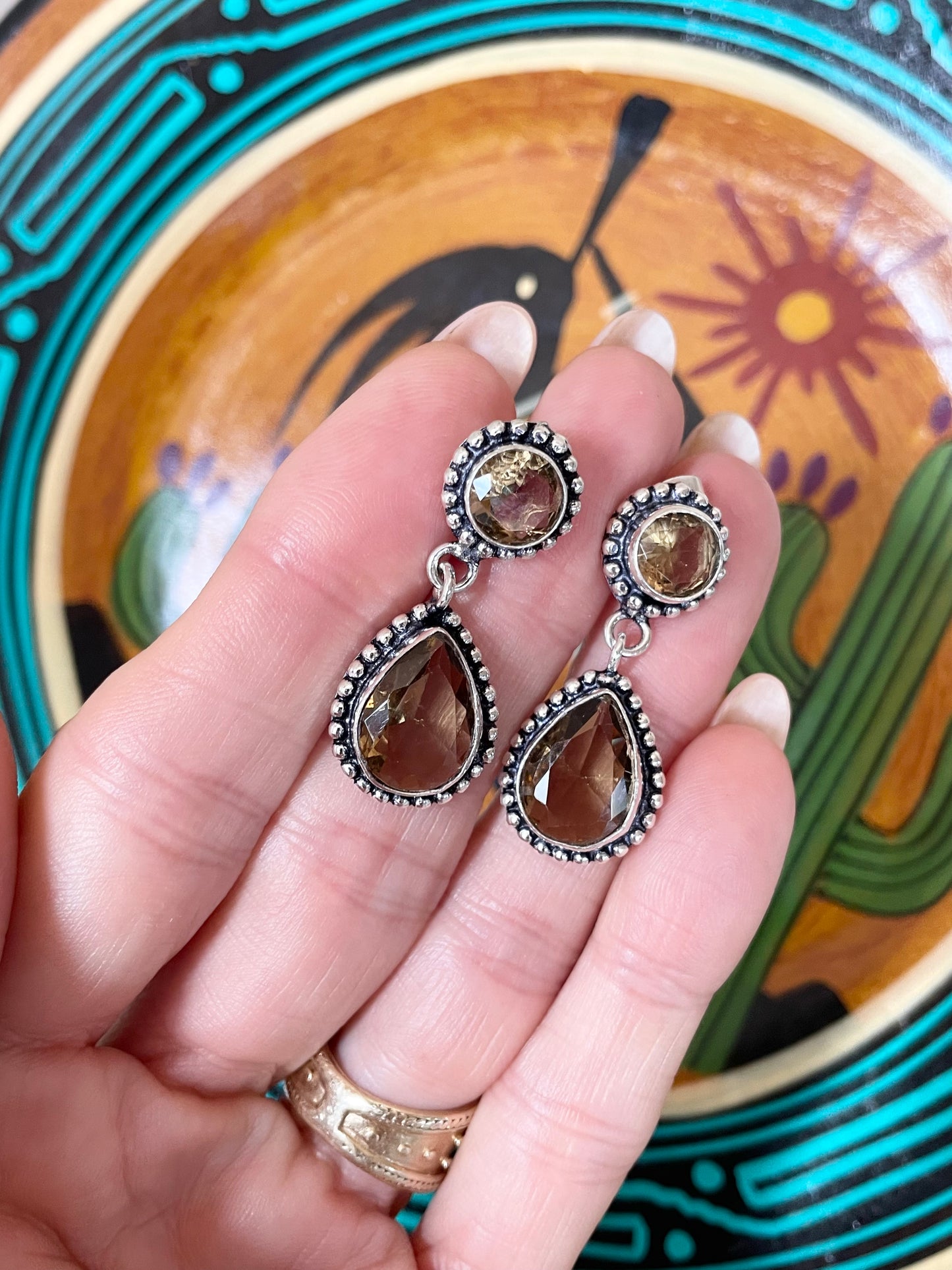 Smoky Quartz Stud Dangles