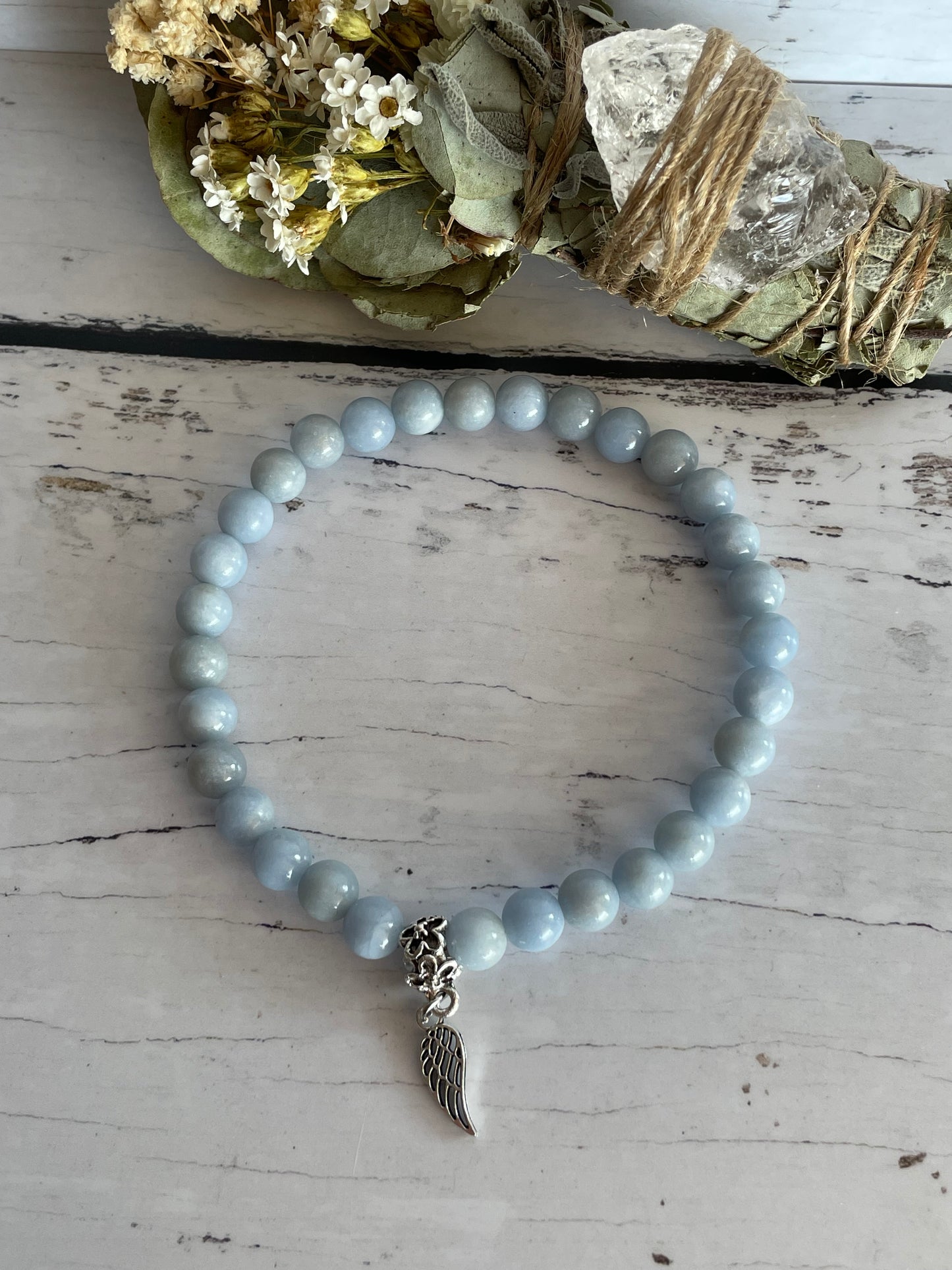 Angelite Healing Anklet ~ Guardian Angel ©️