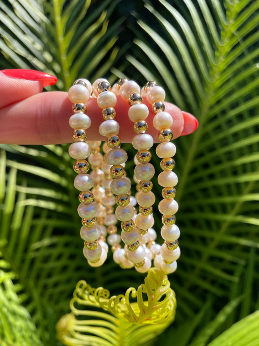 Freshwater Pearl/Gold Healing Bracelet