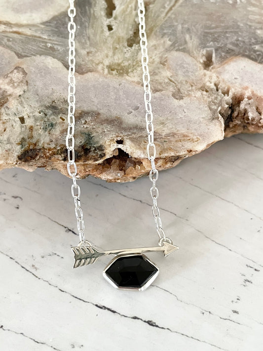 Black Tourmaline Arrow Necklace