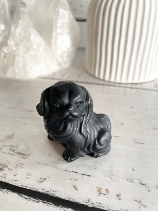 Black Obsidian Dog ~ Cavalier (flowing fur)