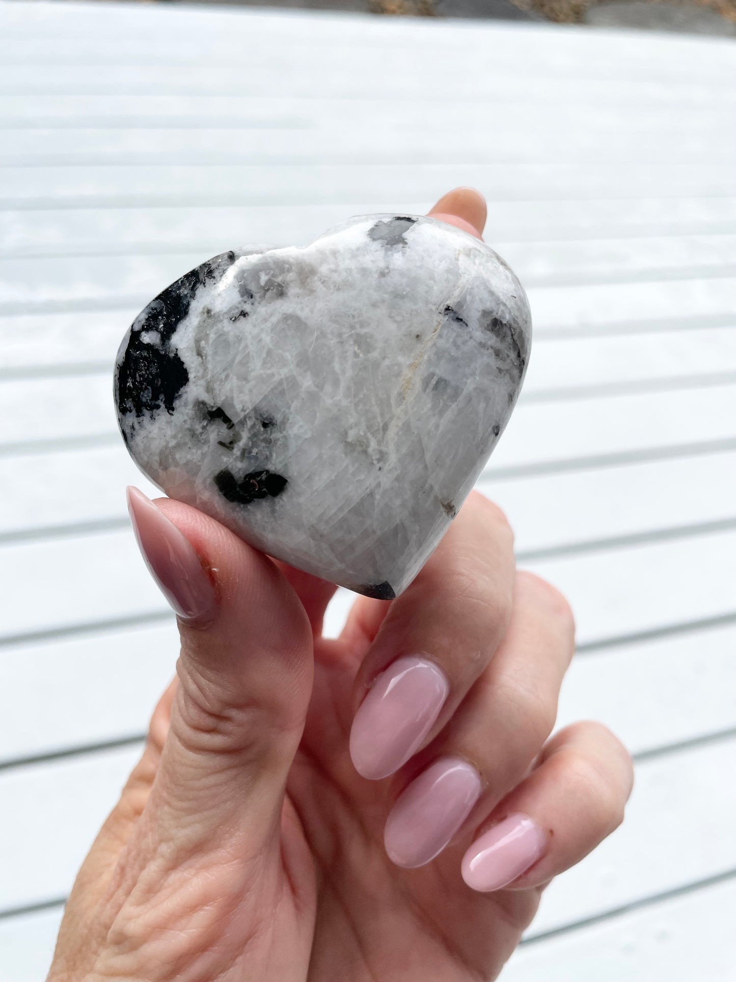 Rainbow Moonstone Heart