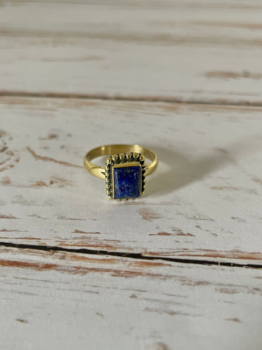 Lapis Lazuli Brass Ring - Sizes listed