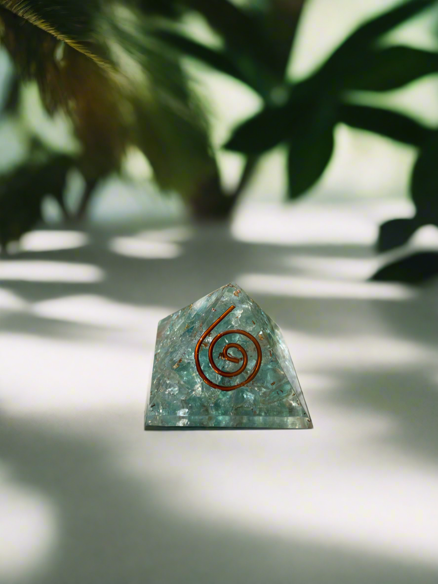 Blue Obsidian copper spiral pyramid