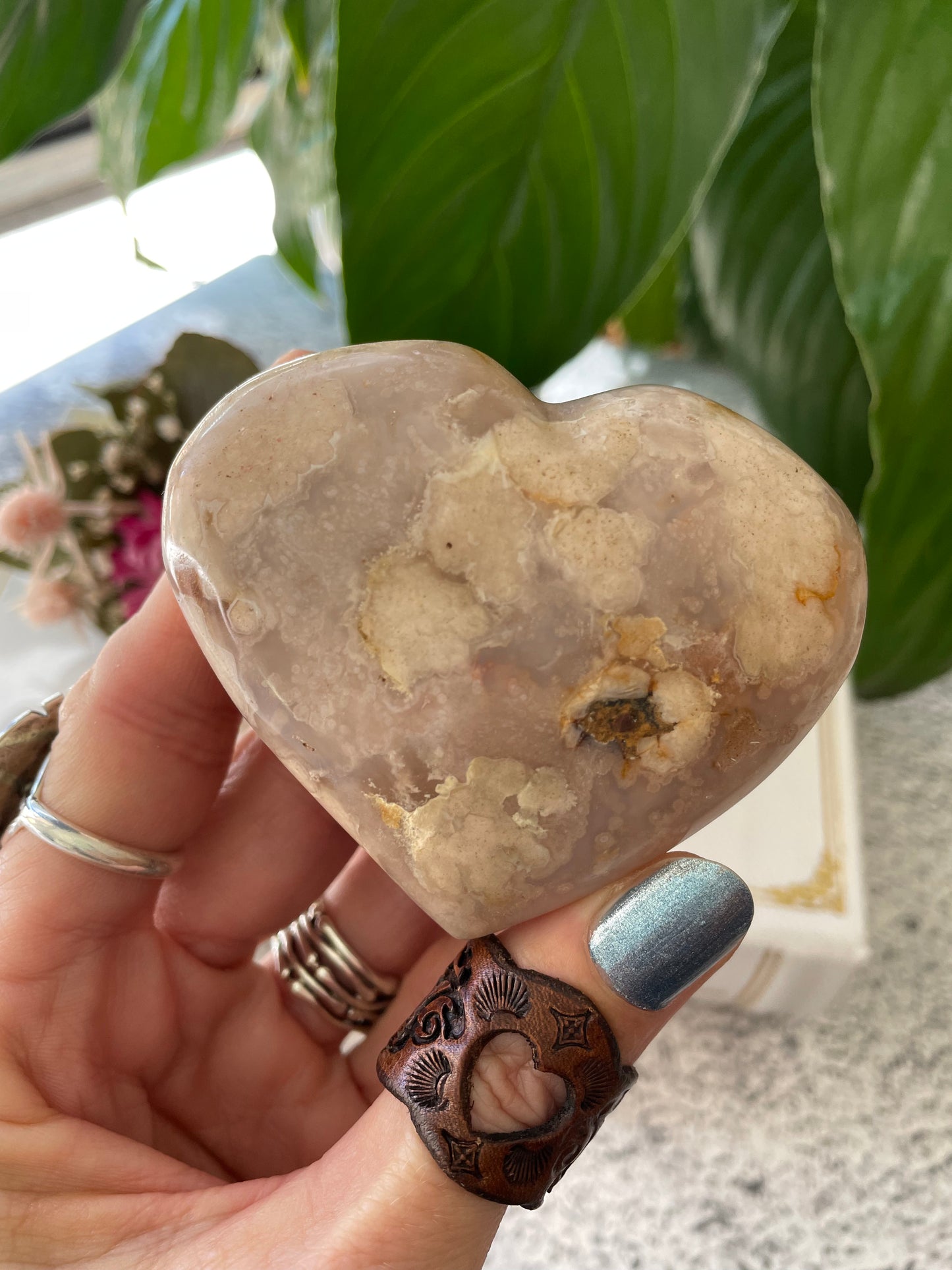 Flower Agate Heart