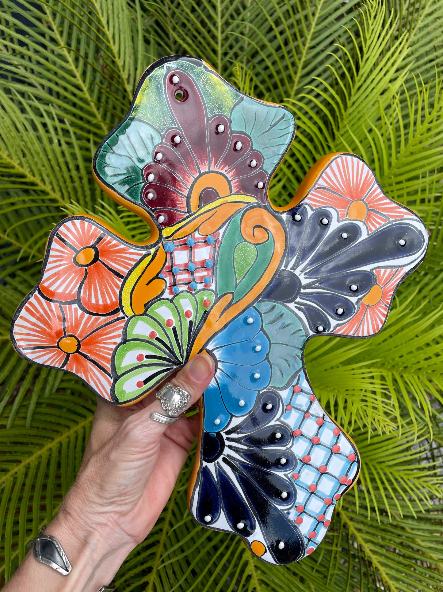 Mexican Talavera Cross Extra Large