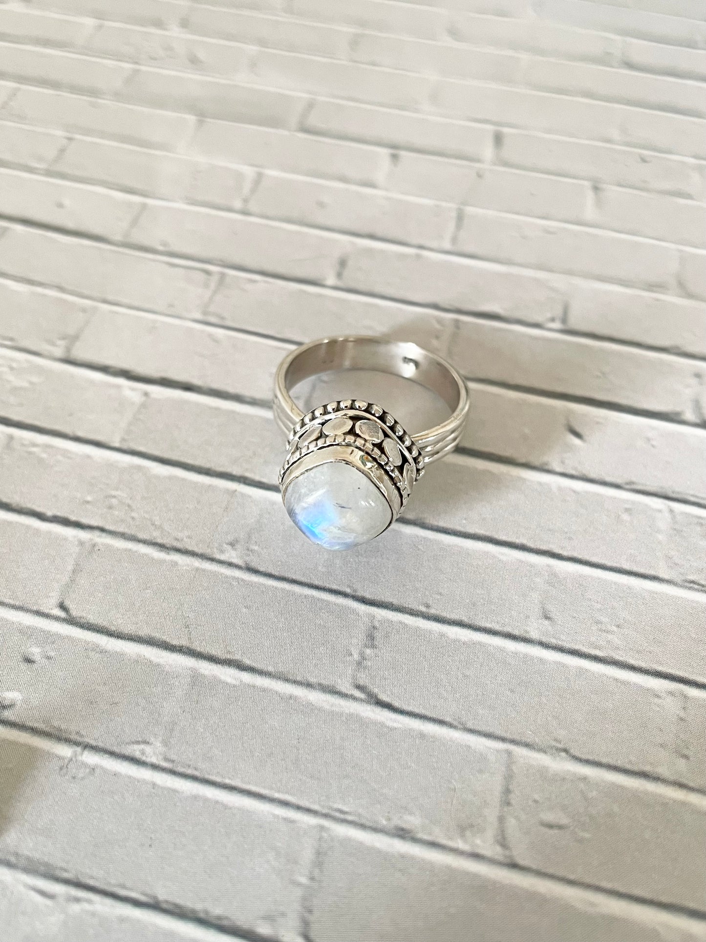 Rainbow Moonstone Ring - Size 8