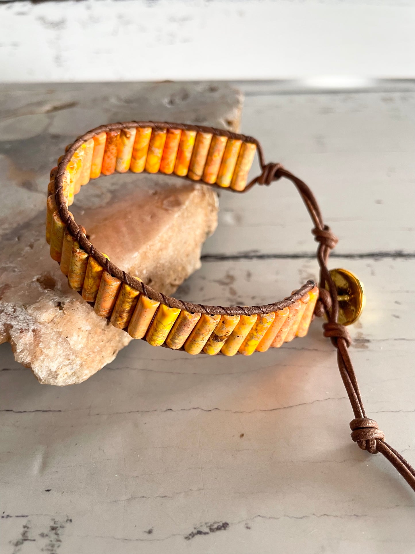 Adjustable Bracelet ~ Sea Sediment Orange Jasper