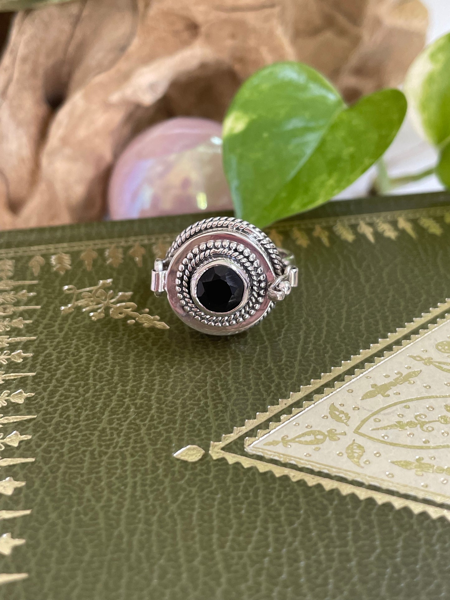 Poison Locket Silver Ring ~ Black Onyx