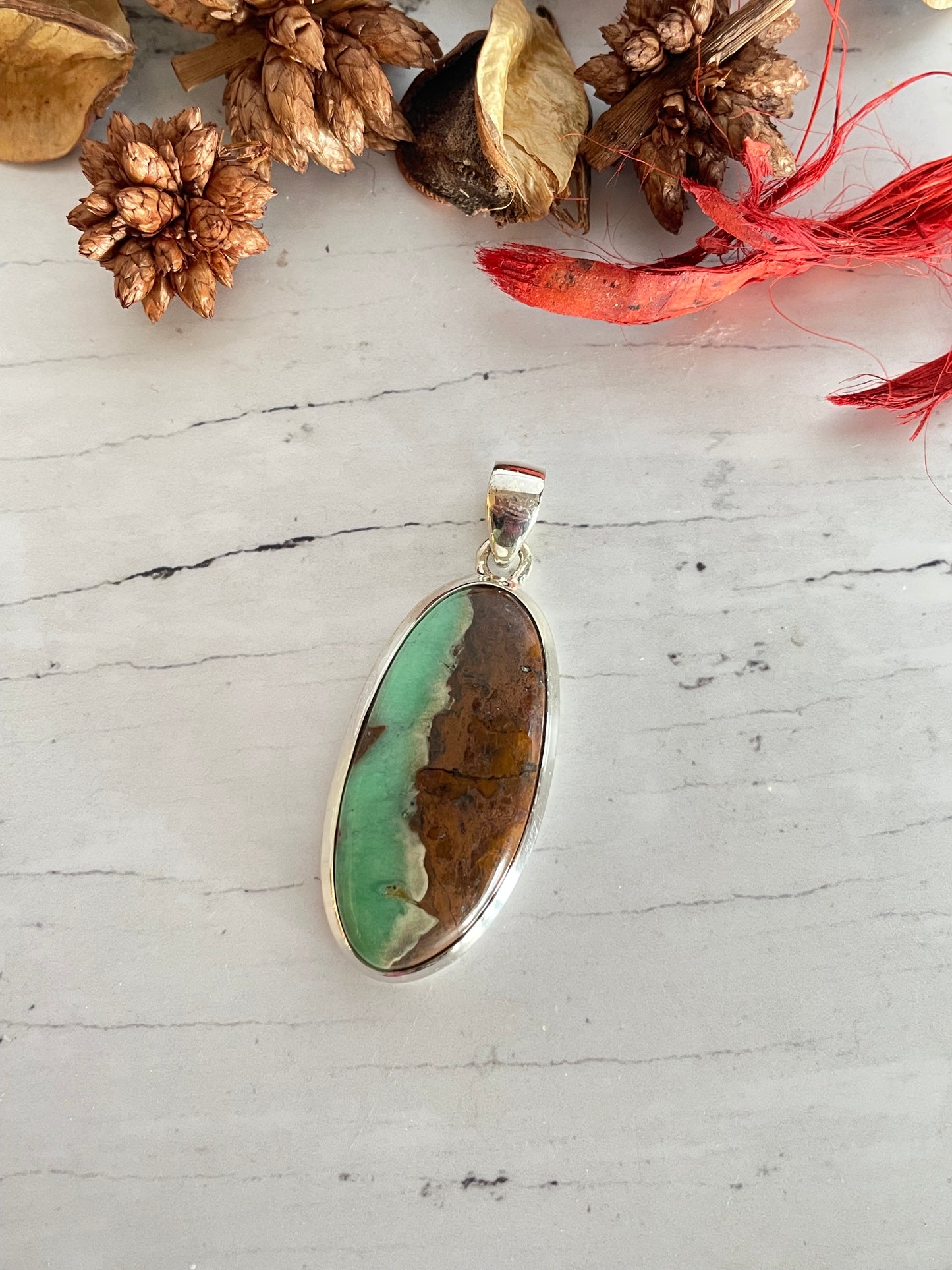 Chrysoprase Silver Pendant