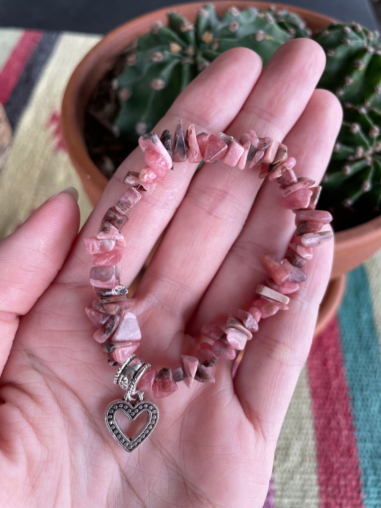 Argentinian Rhodochrosite Healing Chip Bracelet ~ Eternal Love